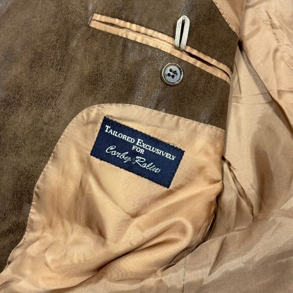Custom Tailored Coppley Suede Style Blazer Brown Bocelli Sport Coat 46L - Picture 8 of 11